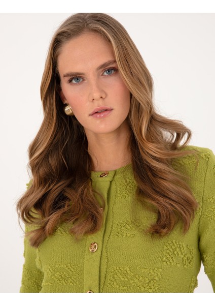 Kadın Yesıl Slim Fit Triko Hırka 50310960-VR257 fiyatları