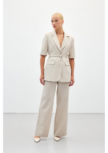 Kısa Kollu Kemerli Ceket - Taş fiyatları