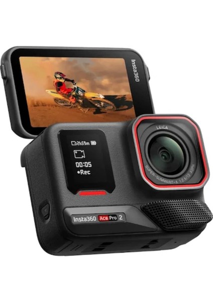 Ace Pro 2 Kamera, Çift Batarya, Helmet Chin Mount, 128GB Kart ,motosiklet Kiti Aksiyon Kamerası Siyah