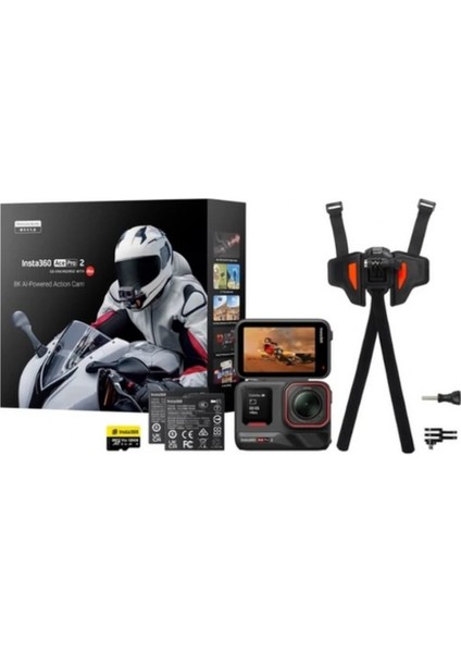 Ace Pro 2 Kamera, Çift Batarya, Helmet Chin Mount, 128GB Kart ,motosiklet Kiti Aksiyon Kamerası Siyah modelleri