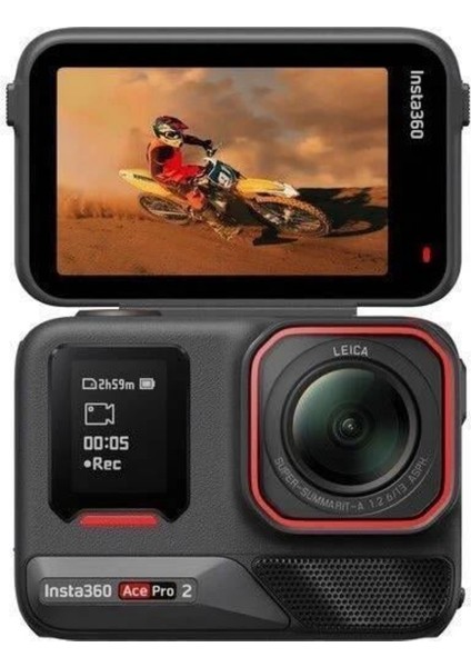 Ace Pro 2 Kamera, Çift Batarya, Helmet Chin Mount, 128GB Kart ,motosiklet Kiti Aksiyon Kamerası Siyah
