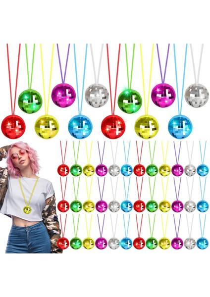 70&apos;ler 80&apos;ler ve 90&apos;lar Temalı Disko Topu Kolye Seti 6 Adet (3791)