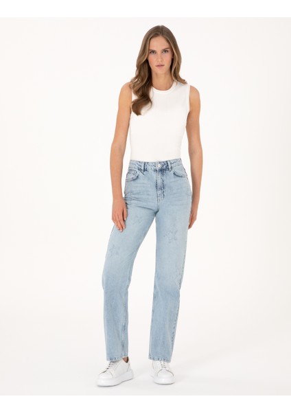 Kadın Açık Mavi Straight Fit Jean Pantolon 50308401-VR003