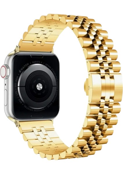 Apple Watch Rolex Stil Paslanmaz Çelik Kordon ( Seri 10 - 42 mm Uyumlu) Gold fiyatları