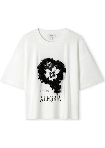 Slogan ve Görsel Baskılı Tişört IW6250070034002 indirimleri