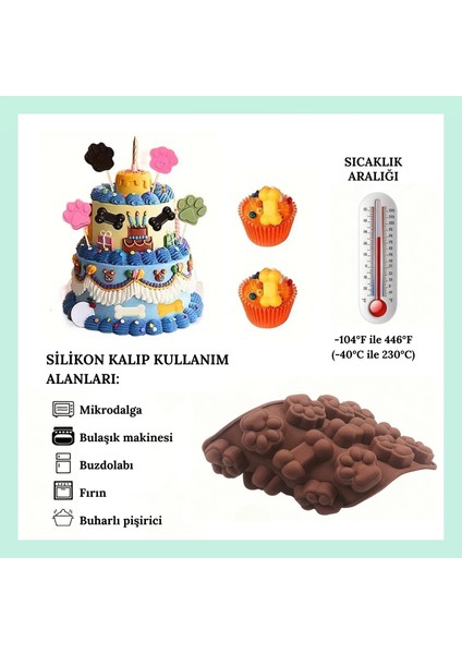 Silikon 14 Bölmeli Köpek Kemiği ve Pati Silikon Kalıbı, Pasta ve Ödül Maması Yapımı Için(1 Adet )(Ithalat Ürün) modelleri