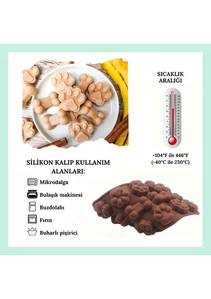 Silikon 14 Bölmeli Köpek Kemiği ve Pati Silikon Kalıbı, Pasta ve Ödül Maması Yapımı Için(1 Adet )(Ithalat Ürün)