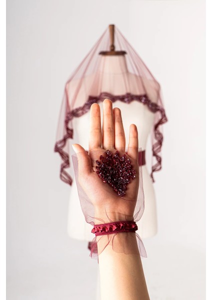 Dalga Taşlı Gelin Duvağı Seti (Kına Örtüsü + Gelin Kuşağı + Kına Eldiveni) fiyatları