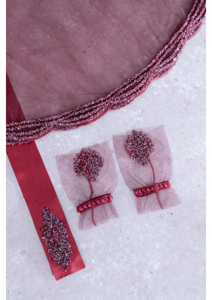 Dalga Taşlı Gelin Duvağı Seti (Kına Örtüsü + Gelin Kuşağı + Kına Eldiveni) fırsatları