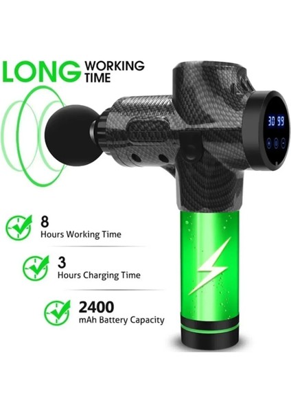 Masaj Tabancası 24W 30 Hız Vurmalı Sessiz Fırçasız Motor 6 Başlıklı Şarjlı Sporcu Masaj Aleti modelleri