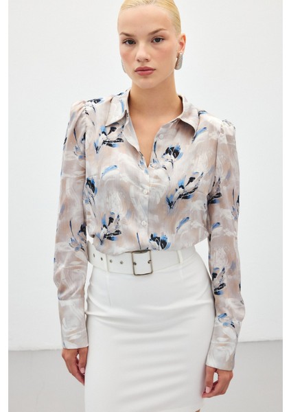 Vatkalı Desenli Gömlek - Mavi modelleri