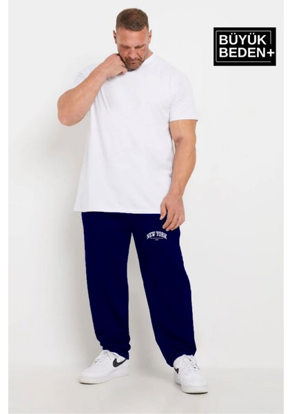 Erkek Büyük Beden New York Baskılı Ince Eşofman Altı SPR25BEA47