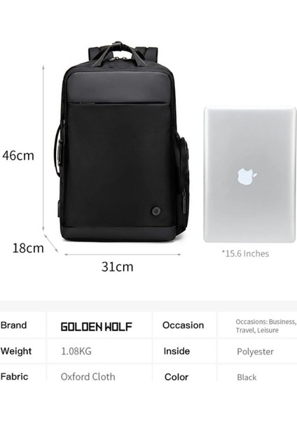Şifreli, USB Girişli, Genişletilebilir Körüklü, Suya Dayanıklı Premium Sırt Çantası GB00397 modelleri