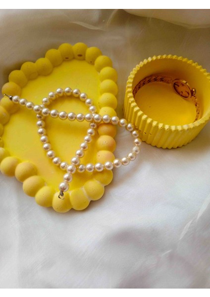 Güneş Sarısı Modern Takı Tabağı ve Kabı Seti - El Yapımı Şık Organizer