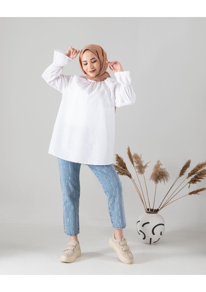 Kolu Büzgülü Poplin Gömlek fiyatları