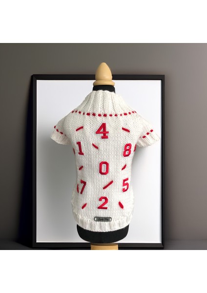 Köpek Için Rakamlı Beyaz Kırmızı Kazak fiyatları