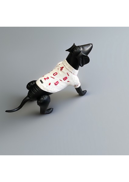 Köpek Için Rakamlı Beyaz Kırmızı Kazak modelleri