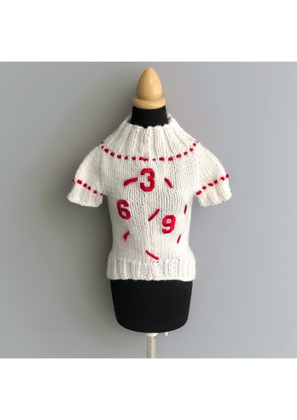 Köpek Için Rakamlı Beyaz Kırmızı Kazak fırsatları