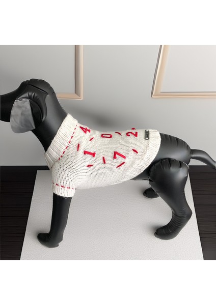 Köpek Için Rakamlı Beyaz Kırmızı Kazak indirimleri