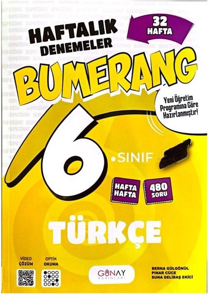 6.sınıf Bumerang Türkçe Haftalık Deneme-Yeni Müfredat Yeni Baskı-