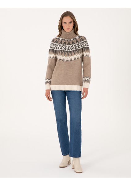 Kadın Vizon Regular Fit Kazak 50315942-VR052 fırsatları