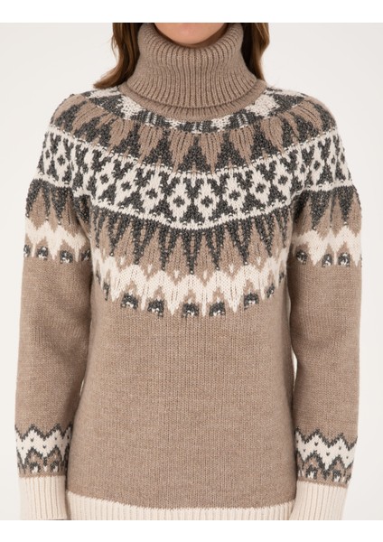 Kadın Vizon Regular Fit Kazak 50315942-VR052