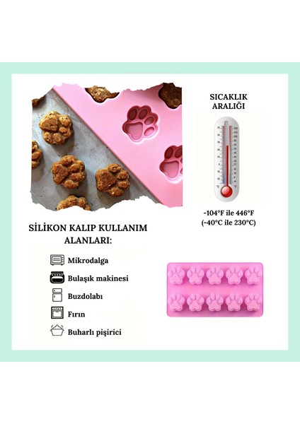 10 Gözlü Pati Şekilli Kalıp - Pasta ve Ödül Maması Yapımı Için Silikon Kalıbı (1 Adet )(Ithalat) fırsatları