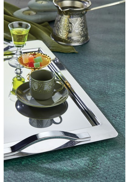 Ela Çay Kahve Sunum Tepsisi Paslanmaz Çelik fiyatları