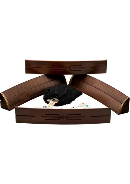 Büyük Boy Lüks Çantalı Tahta Ağaç Ahşap Kemik Taşlı Oval Okey Takımı Seti 43 cm 101 Okey Hediyeli indirimleri