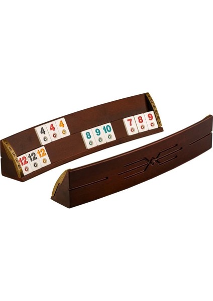 Büyük Boy Lüks Çantalı Tahta Ağaç Ahşap Kemik Taşlı Oval Okey Takımı Seti 43 cm 101 Okey Hediyeli