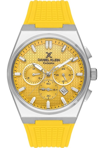 DK.1.10676.7 Sarı Silikon Kordonlu Çelik Kasa Ikonik Spor Takvimli Erkek Kol Saati