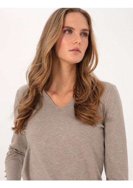 Kadın Vizon Slim Fit Basic Kazak 50310915-VR052 fiyatları