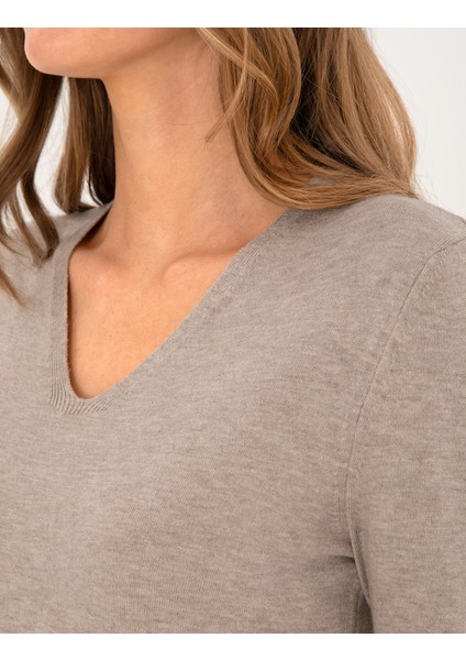 Kadın Vizon Slim Fit Basic Kazak 50310915-VR052