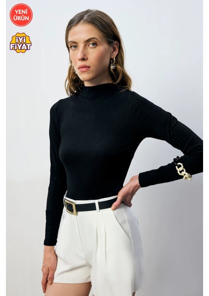 Kadın Çıtçıtlı Dik Yaka Uzun Kollu Basic Body – Rahat Fit, Yeni Sezon, Kadın Body