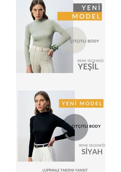 Kadın Çıtçıtlı Dik Yaka Uzun Kollu Basic Body – Rahat Fit, Yeni Sezon, Kadın Body indirimleri