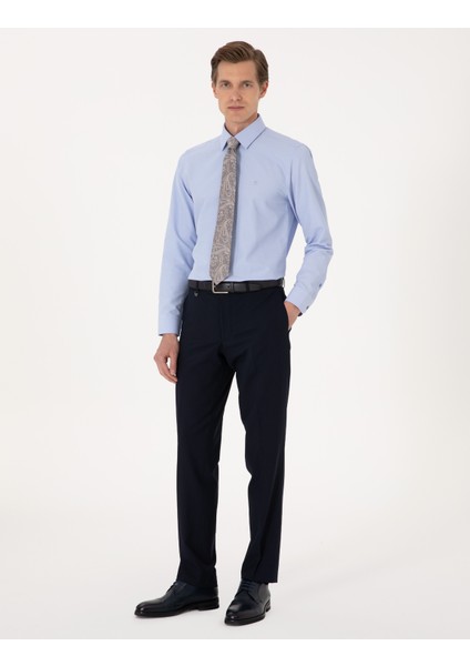 Erkek Mavi Slim Fit Uzun Kollu Basic Gömlek 50316734-VR036 indirimleri