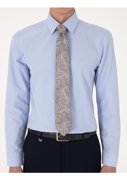 Erkek Mavi Slim Fit Uzun Kollu Basic Gömlek 50316734-VR036