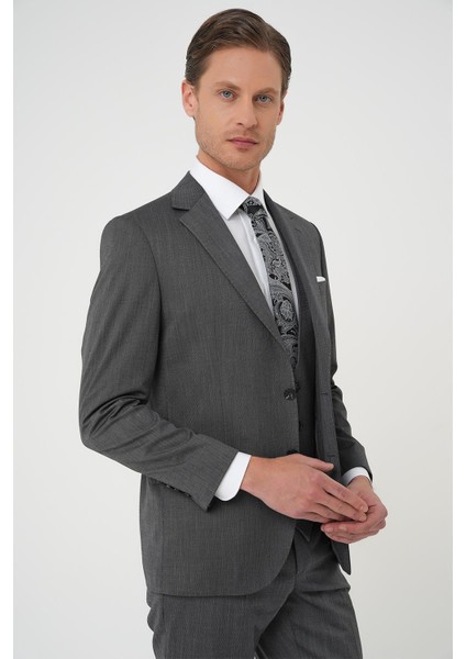 Slim Fit Esnek Yelekli Klasik Füme Takım Elbise Tk 897 fırsatları