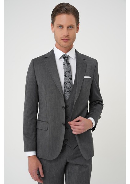 Slim Fit Esnek Yelekli Klasik Füme Takım Elbise Tk 897 indirimleri