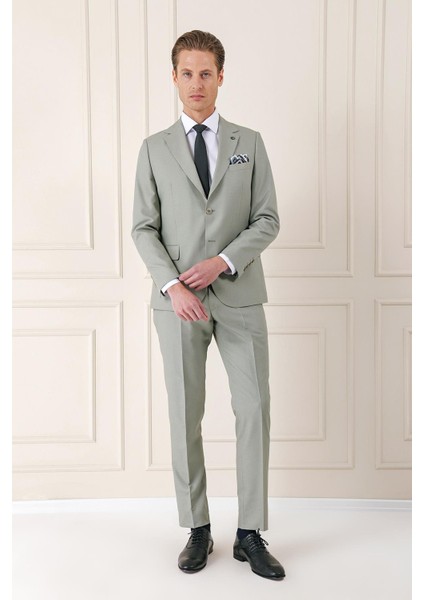Slim Fit Jakarlı Çift Yırtmaç Klasik Nil Yeşili Takım Elbise Tk 893 fiyatları