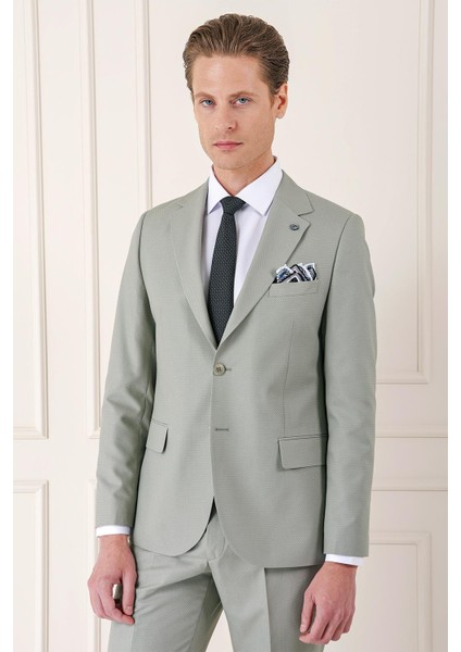Slim Fit Jakarlı Çift Yırtmaç Klasik Nil Yeşili Takım Elbise Tk 893 fırsatları