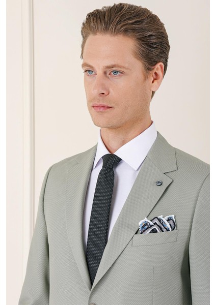 Slim Fit Jakarlı Çift Yırtmaç Klasik Nil Yeşili Takım Elbise Tk 893 indirimleri
