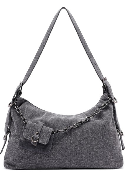 Kadın Gri Kumaş Omuz Çantası 25ABD27086F
