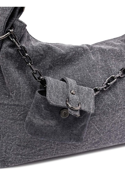 Kadın Gri Kumaş Omuz Çantası 25ABD27086F