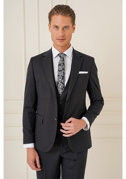 Slim Fit Esnek Yelekli Klasik Siyah Takım Elbise Tk 897 modelleri