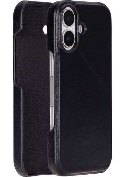 Apple iPhone 17 Için, Hakiki Deri, El Yapımı Kılıf, Magsafe ile Uyumlu, Iç Yüzeyi Kadife, Kömür Siyah