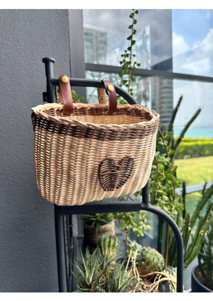 Rattan Kalp Sepet Bambu Hasır Scooter Bisiklet Sepeti