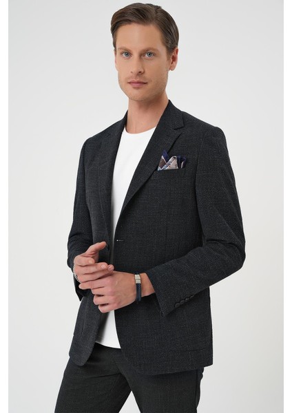 Comfort Fit Torba Cep Pötikare Gofre Kumaş Esnek Casual Lacivert Ceket C 669 modelleri