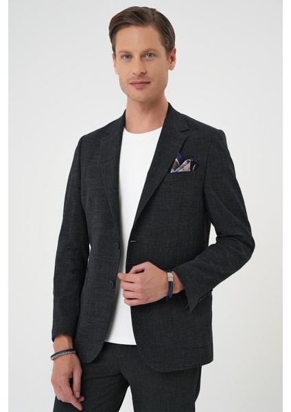 Comfort Fit Torba Cep Pötikare Gofre Kumaş Esnek Casual Lacivert Ceket C 669 fırsatları