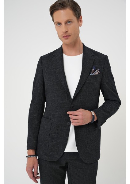 Comfort Fit Torba Cep Pötikare Gofre Kumaş Esnek Casual Lacivert Ceket C 669 indirimleri